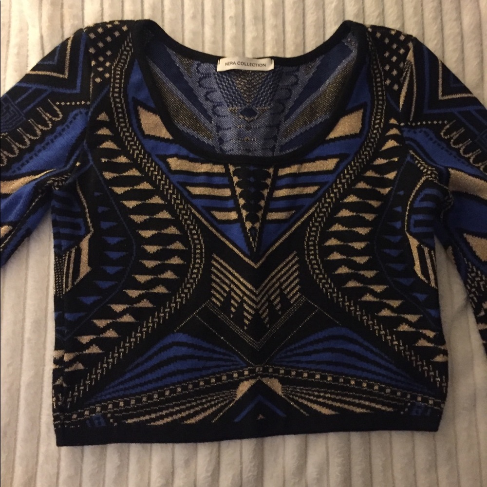 Crop sweater top with gold sparkle threading